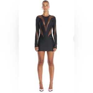 Mugler Black and Brown Long Sleeve Dress